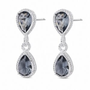 925 Sterling Silver Colored CZ Hoop and Drop Earrings for Wholesale Buyers - E00221