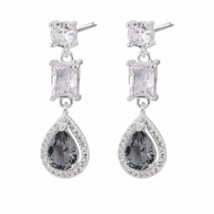 925 Sterling Silver Colored CZ Hoop and Drop Earrings for Wholesale Buyers - E00222