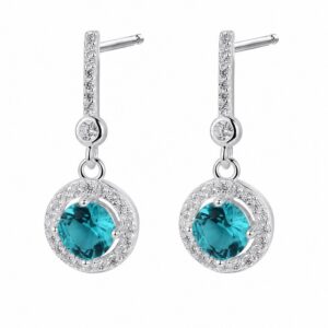 925 Sterling Silver Colored CZ Hoop and Drop Earrings for Wholesale Buyers - E00223