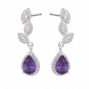 925 Sterling Silver Colored CZ Hoop and Drop Earrings for Wholesale Buyers - E00224