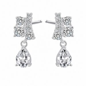925 Sterling Silver Crystal Drop Earrings for Bridal and Evening Lines for Wholesale Buyers - E00225