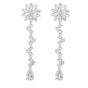 925 Sterling Silver Crystal Drop Earrings for Bridal and Evening Lines for Wholesale Buyers - E00226