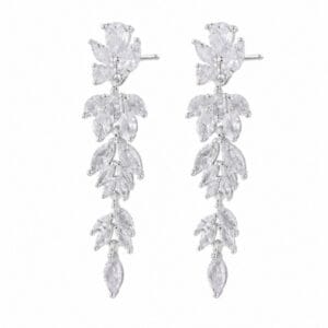 925 Sterling Silver Crystal Drop Earrings for Bridal and Evening Lines for Wholesale Buyers - E00227