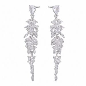 925 Sterling Silver Crystal Drop Earrings for Bridal and Evening Lines for Wholesale Buyers - E00228