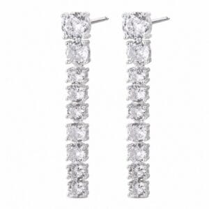 925 Sterling Silver Crystal Drop Earrings for Bridal and Evening Lines for Wholesale Buyers - E00229