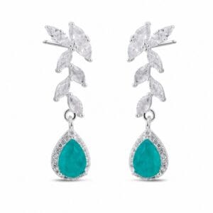 925 Sterling Silver Crystal Drop Earrings for Bridal and Evening Lines for Wholesale Buyers - E00234