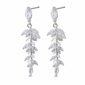 925 Sterling Silver Crystal Drop Earrings for Bridal and Evening Lines for Wholesale Buyers - E00236