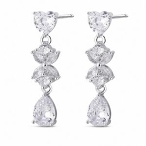 925 Sterling Silver Crystal Drop Earrings for Bridal and Evening Lines for Wholesale Buyers - E00238