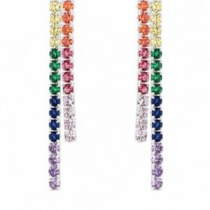 925 Sterling Silver Linear CZ Drop Earrings for Wholesale Buyers - E0031
