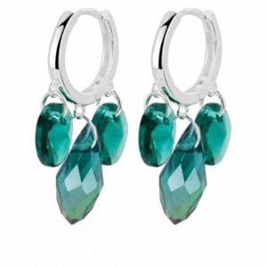 925 Sterling Silver Emerald Green Teardrop Silver Earrings for Wholesale Buyers - E0033