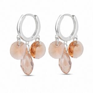 925 Sterling Silver Soft Peach Teardrop Silver Earrings for Wholesale Buyers - E0034