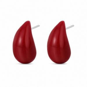 925 Sterling Silver Red Teardrop Silver Stud Earrings for Wholesale Buyers - E0035