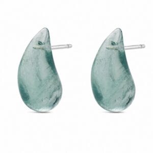 925 Sterling Silver Green Teardrop Stone Stud Earrings for Wholesale Buyers - E0036