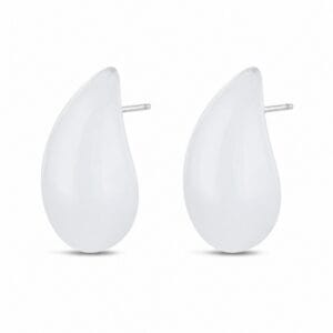 925 Sterling Silver White Teardrop Silver Stud Earrings for Wholesale Buyers - E0037