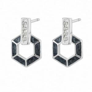 925 Sterling Silver Black Hexagon Stone Drop Earrings for Wholesale Buyers - E004