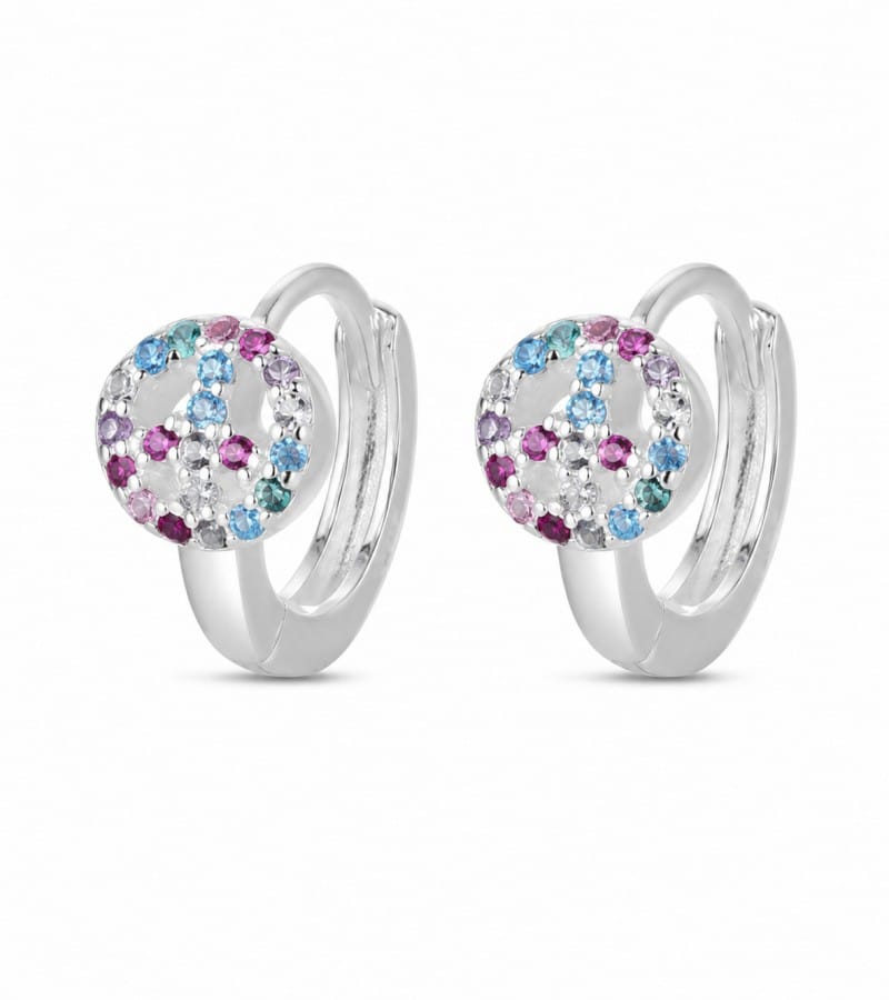 pavé silver hoop for sterling silver hoop earrings collection E0045