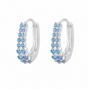 925 Sterling Silver Blue CZ Silver Huggie Hoop Earrings for Wholesale Buyers - E005