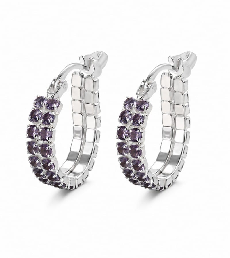 pavé silver hoop for sterling silver hoop earrings collection E006