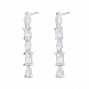 925 Sterling Silver Clear CZ Silver Stud and Bar Earrings for Wholesale Buyers - E0062