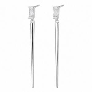 925 Sterling Silver Clear CZ Silver Stud and Bar Earrings for Wholesale Buyers - E0064