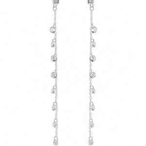 925 Sterling Silver Long Dangle Earrings with Chain and Stone Detail for Wholesale Buyers - E0065