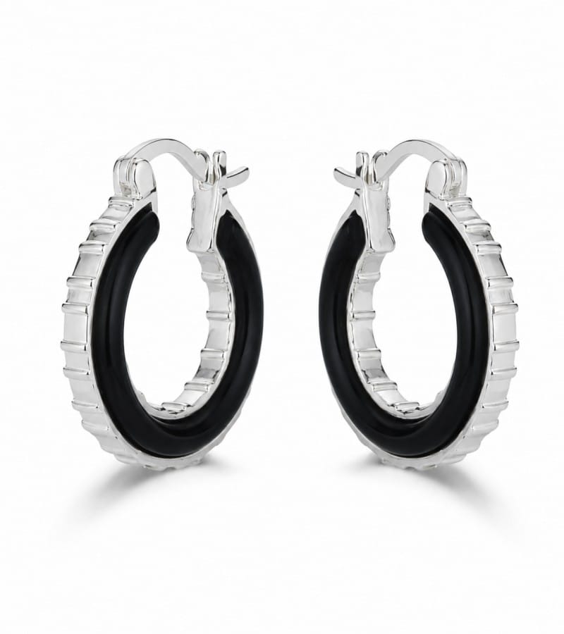 pearl charm hoop for sterling silver hoop earrings collection E0068