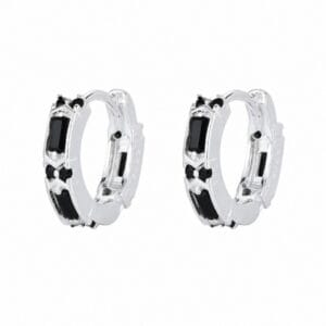 925 Sterling Silver Decorative CZ Huggie Hoop Earrings for Wholesale Buyers - E0089