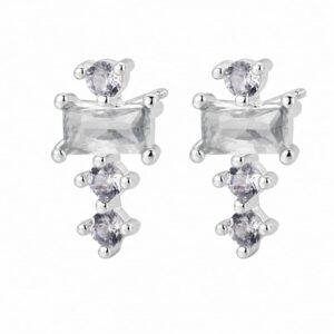925 Sterling Silver Colorful CZ Ear Climber Stud Earrings for Wholesale Buyers - E009