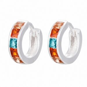 925 Sterling Silver Decorative CZ Huggie Hoop Earrings for Wholesale Buyers - E0090