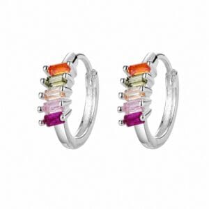 925 Sterling Silver Decorative CZ Huggie Hoop Earrings for Wholesale Buyers - E0091