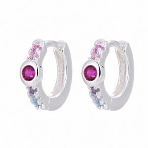 925 Sterling Silver Decorative CZ Huggie Hoop Earrings for Wholesale Buyers - E0092