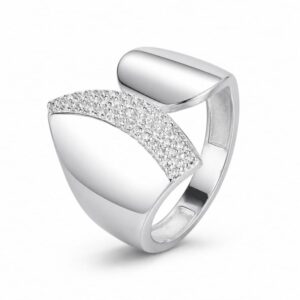 925 Silver Curved Panel Pave Side Ring Wholesale