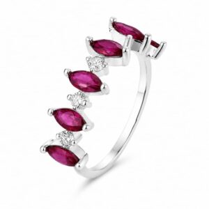 925 Silver Pink Staggered Stone Open Ring Wholesale
