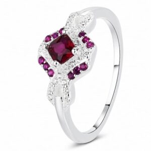 925 Silver Pink Square Bow Ring Wholesale