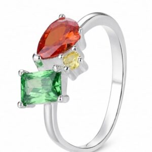 925 Silver Three Color Geometric Stone Ring Wholesale