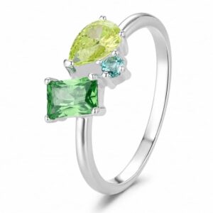 925 Silver Green Yellow Geometric Stone Ring Wholesale