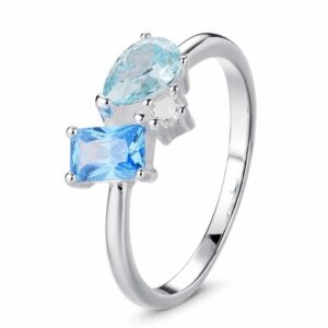925 Silver Blue Rectangular Stone Ring Wholesale