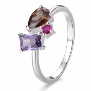 925 Silver Purple Geometric Stone Ring Wholesale