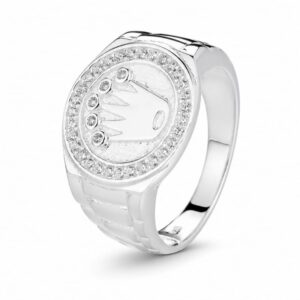 925 Silver Round Shield Stone Detail Ring Wholesale