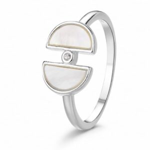 925 Silver Cream Panel Open Ring Wholesale
