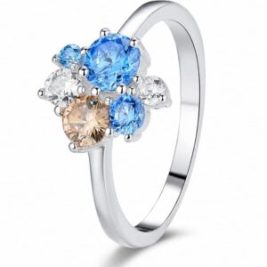 925 Silver Blue Flower Stone Ring Wholesale