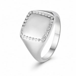 925 Silver Square Stone Border Signet Ring Wholesale