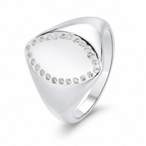 925 Silver Oval Stone Border Signet Ring Wholesale