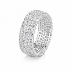 925 Silver Wide Pave Dome Band Ring Wholesale
