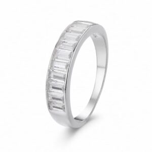 925 Silver Ribbed Baguette Band Ring Wholesale