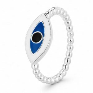 925 Silver Blue Eye Beaded Ring Wholesale