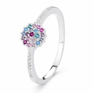 925 Silver Round Multicolor Color Cluster Ring Wholesale