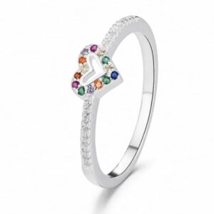 925 Silver Triangle Multicolor Stone Ring Wholesale