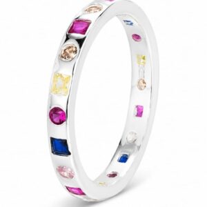 925 Silver Multicolor Dot Band Ring Wholesale