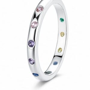 925 Silver Multicolor Station Band Ring Wholesale